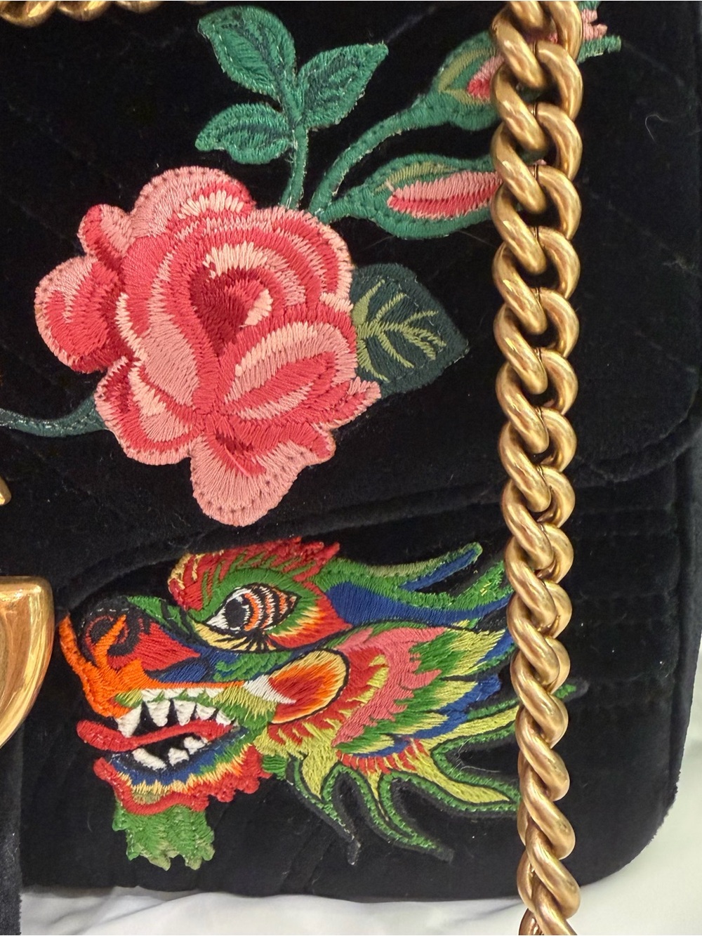 Gucci 110 th anniversary Black Velvet Dionysus Embroidered Shoulder Bag - Picture 3 of 13